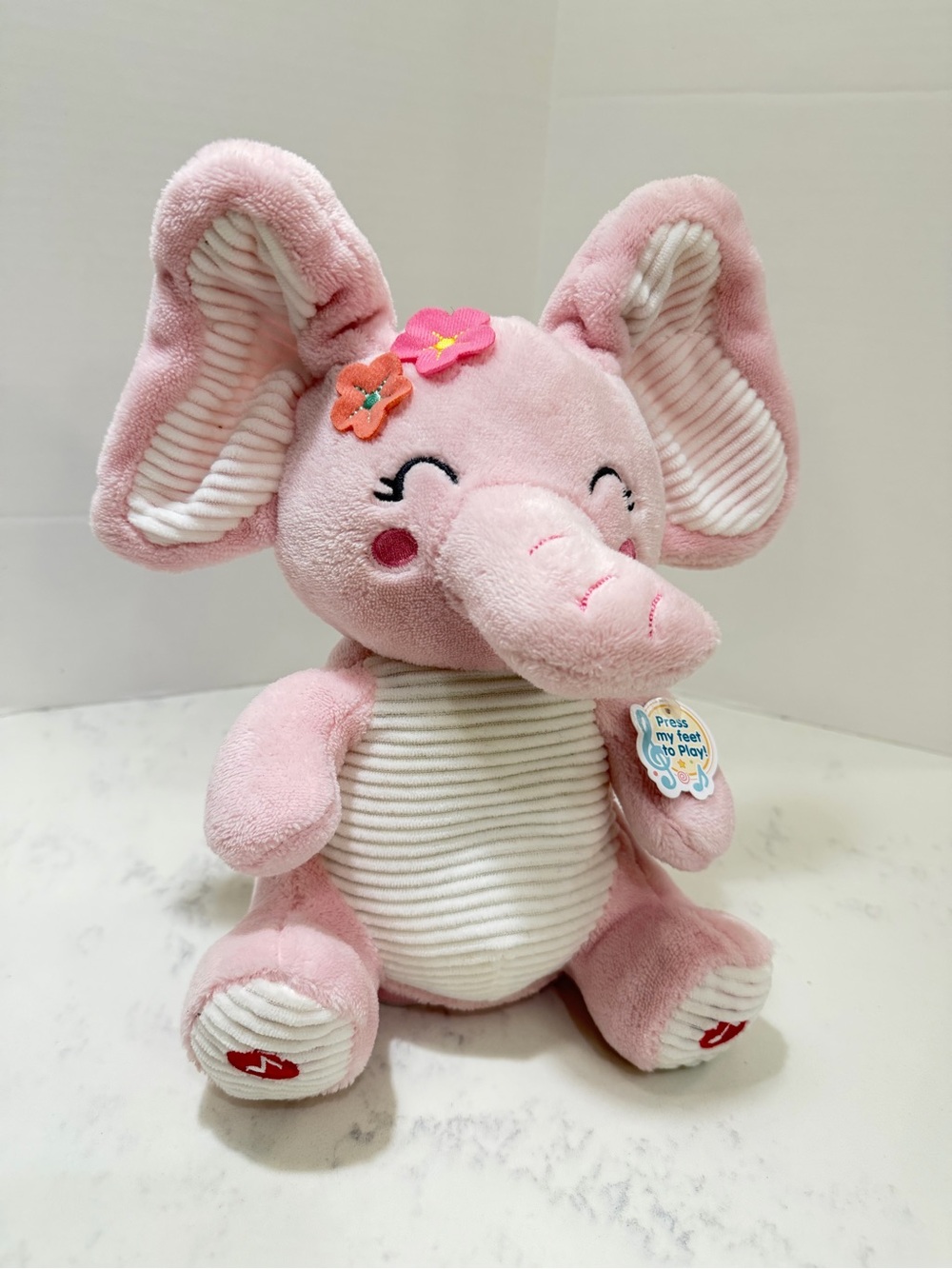Plush Pink Elephant Musical Toy - Soft Pink Stuffed Animal